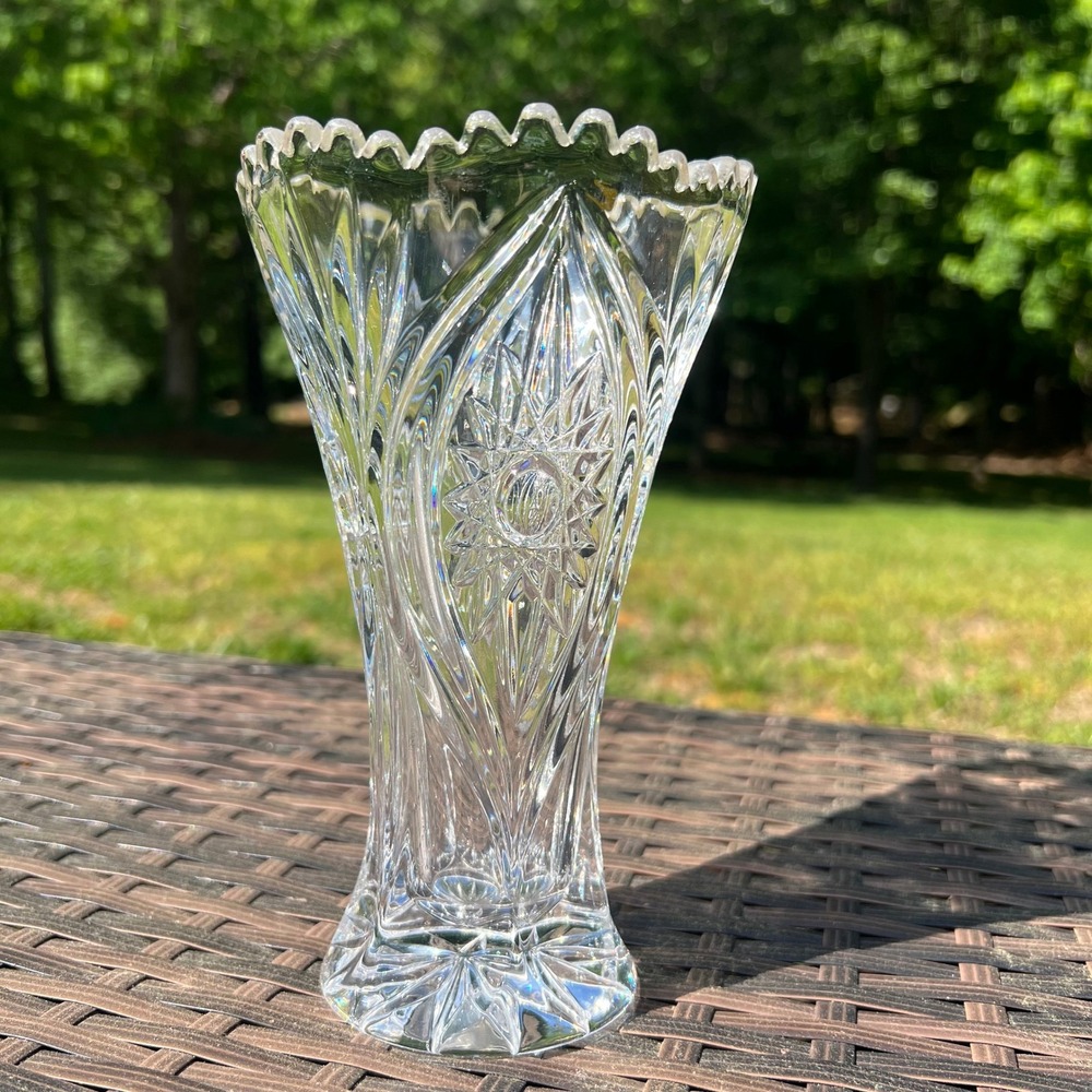 Vintage Nachtmann Palais Lead Crystal‎ Vase Made in Germany Scalloped Edge